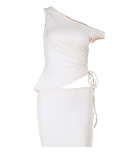 Sleek One-Shoulder Ruched Mini Dress | Adjustable Cut-Out Bodycon for Fall Parties