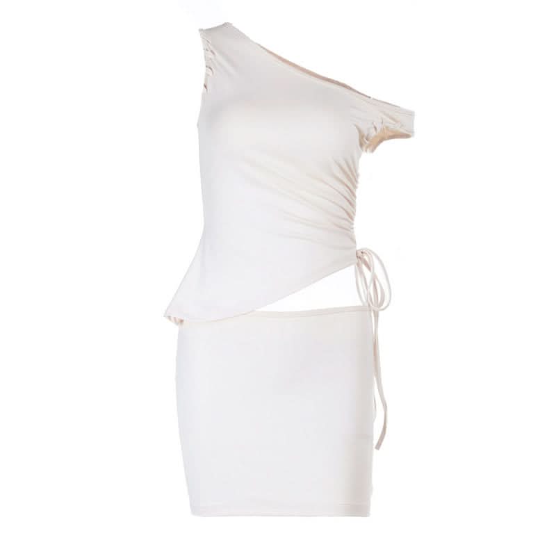 Sleek One-Shoulder Ruched Mini Dress | Adjustable Cut-Out Bodycon for Fall Parties