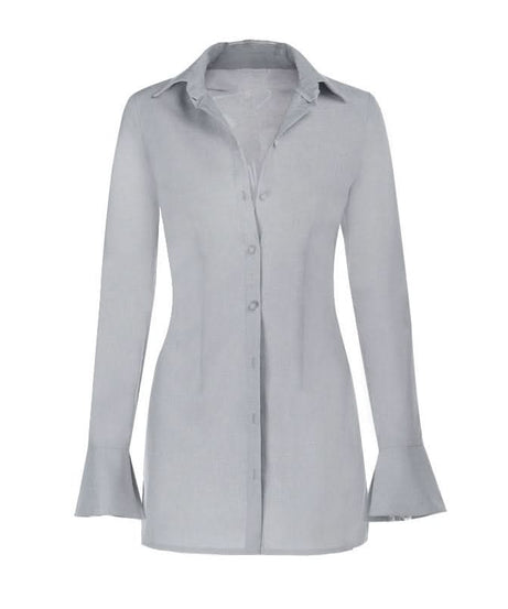 Everyday Elegance Bell Sleeve Tunic Shirt – Chic Women's Fall Button-Up