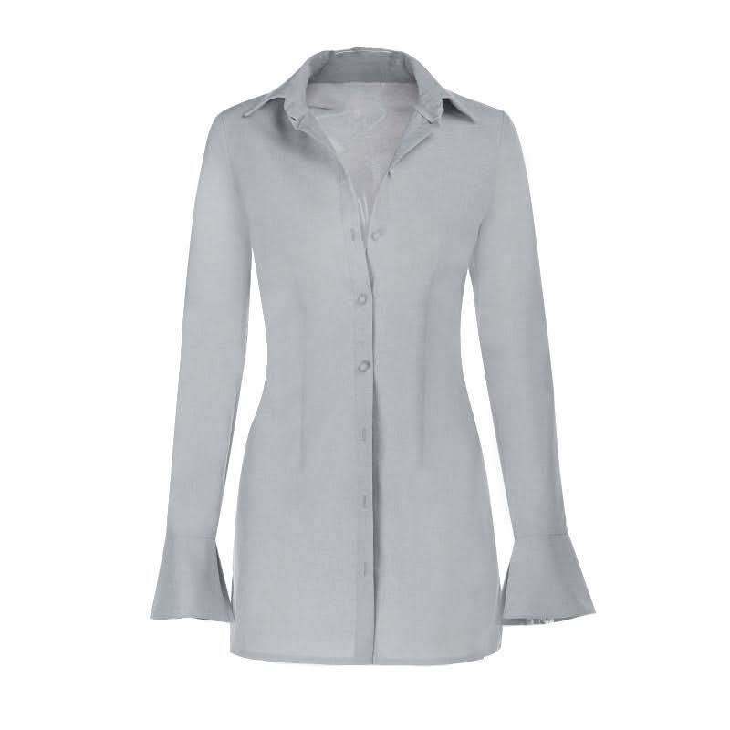 Everyday Elegance Bell Sleeve Tunic Shirt – Chic Women's Fall Button-Up