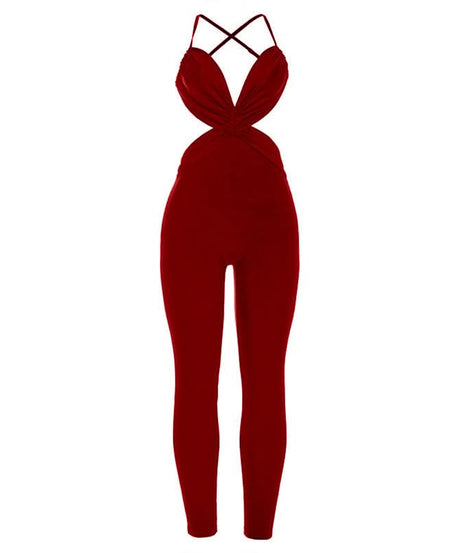 Sleek & Sassy Black Criss-Cross Cutout Jumpsuit - Your Ultimate Fall & Holiday Party Statement