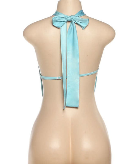 Ocean Siren Draped Satin Halter Top - Chic Shell Clasp & Backless for Resort & Holiday Escapes