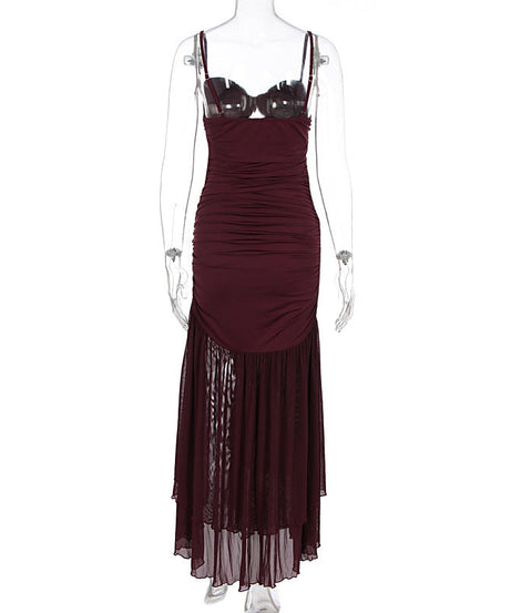 Stunning Merlot Ruched Cutout Maxi Dress - Your Go-To for Fall Galas & Holiday Soirees