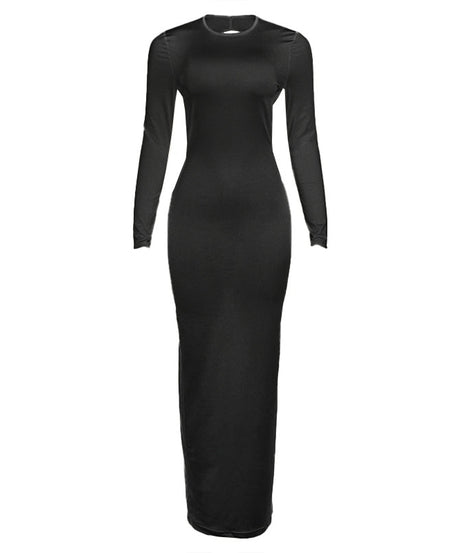 Sleek White Long Sleeve Backless Maxi Dress - Fall & Winter's Essential Chic Statement