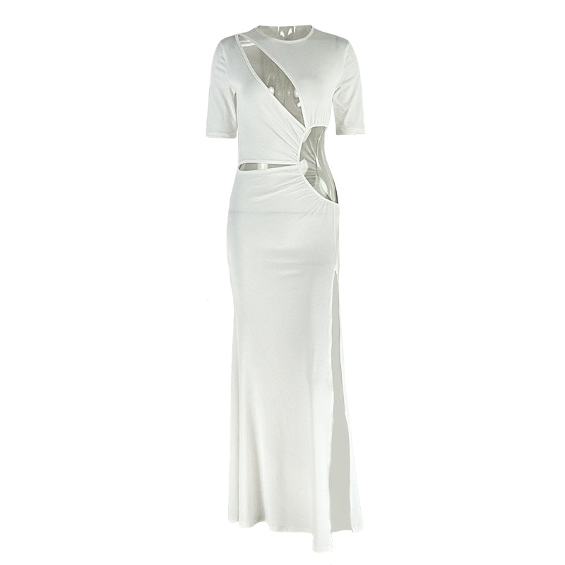 Sultry White Cut-Out Maxi Dress | Daring Slit & Bodycon Fit for Resort & Party