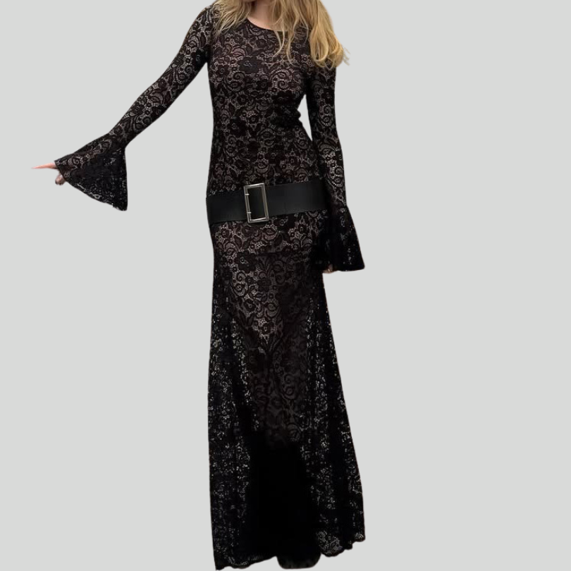 Stunning White Lace Bell Sleeve Maxi Dress - Fall & Holiday Elegance