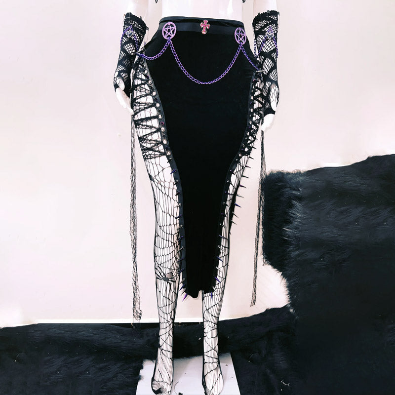 Purple Reign Spiked Gothic Pentagram Bustier Top | Halloween, Festival & Rave Ready