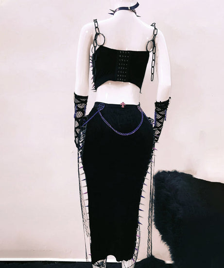 Purple Reign Spiked Gothic Pentagram Bustier Top | Halloween, Festival & Rave Ready