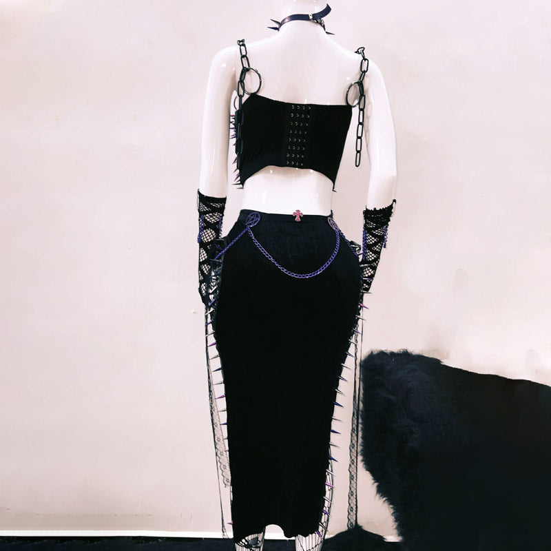 Purple Reign Spiked Gothic Pentagram Bustier Top | Halloween, Festival & Rave Ready