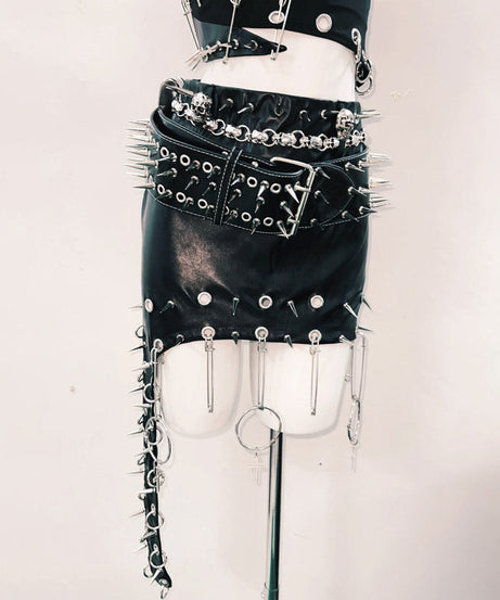 Fierce Spiked O-Ring Strapless Tube Top | Goth Punk Rave & Halloween Style