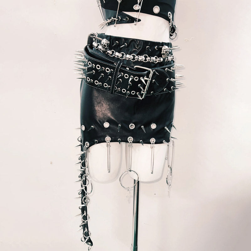 Fierce Spiked O-Ring Strapless Tube Top | Goth Punk Rave & Halloween Style