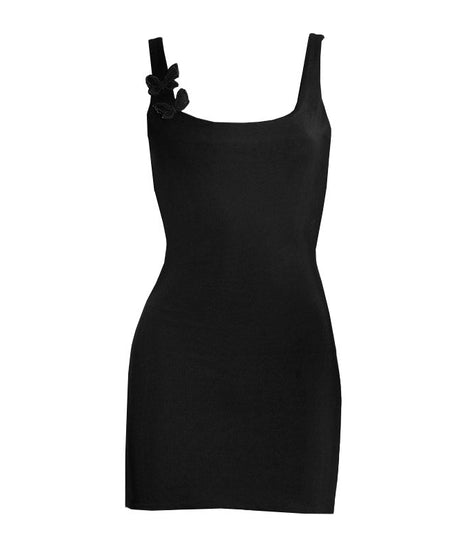 Whimsical Butterfly Square Neck Mini Dress - Light Blue Flirty Fall Style