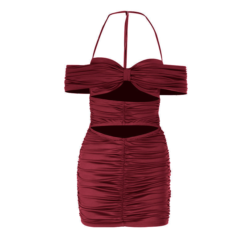 Electric Blue Halter Off-Shoulder Ruched Cutout Mini Dress – Your Fall Party & Night Out Essential