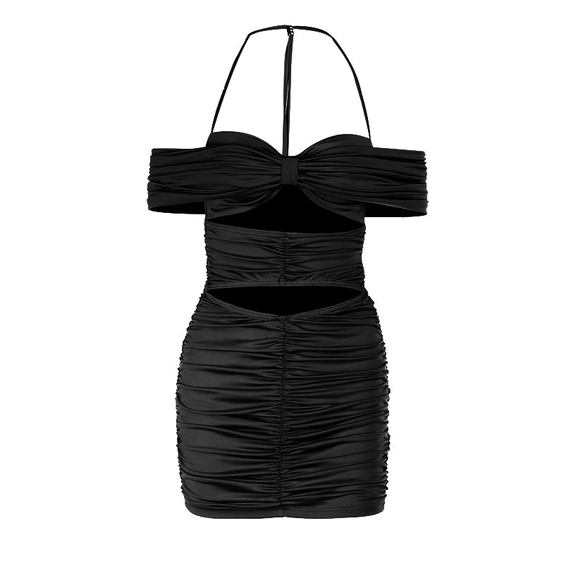 Electric Blue Halter Off-Shoulder Ruched Cutout Mini Dress – Your Fall Party & Night Out Essential