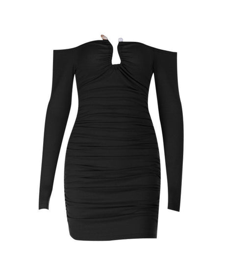 Sultry Red Ruched Off-Shoulder Bodycon Mini Dress – Holiday & NYE Party Ready!