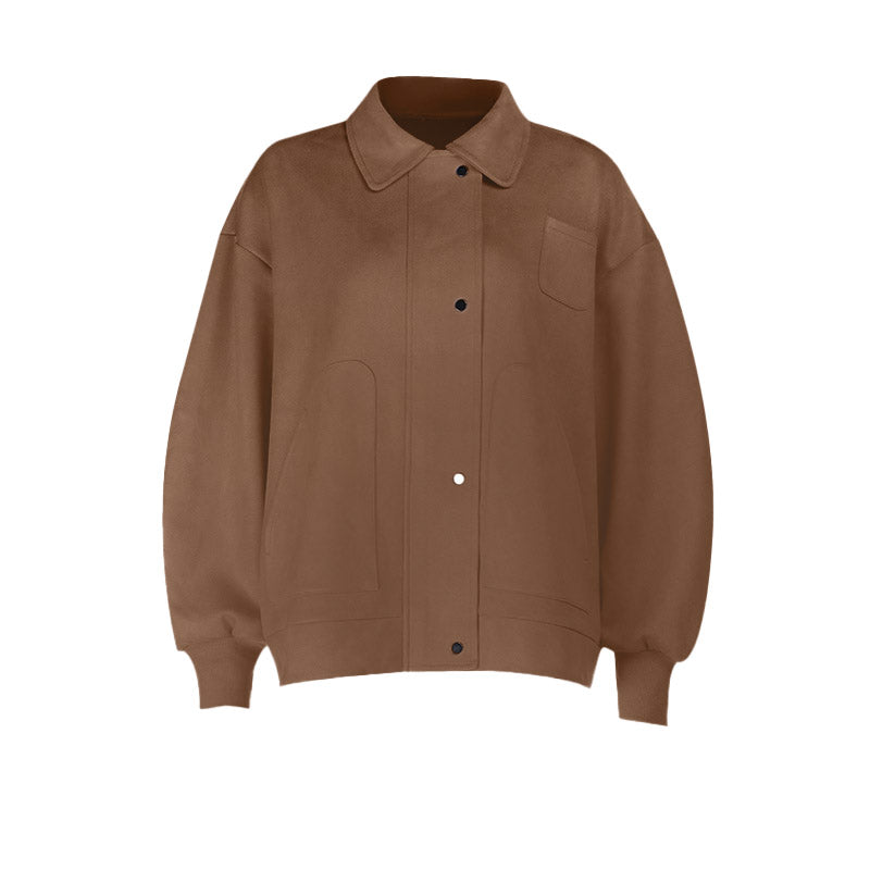 Effortless Fall Chic: Soft Suede-Feel Sky Blue Shacket for Women