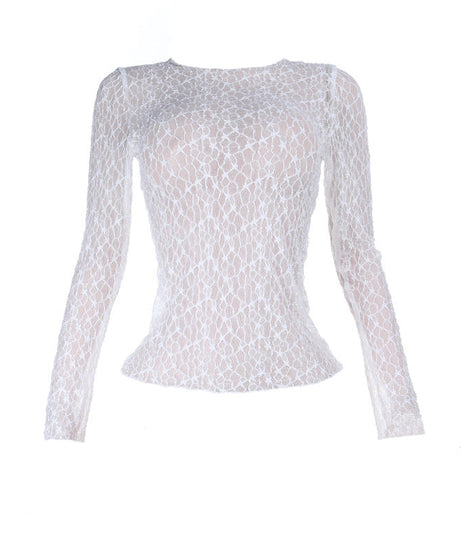Chic Sheer Lace Long Sleeve Top - Elegant Fall Layering & Holiday Style
