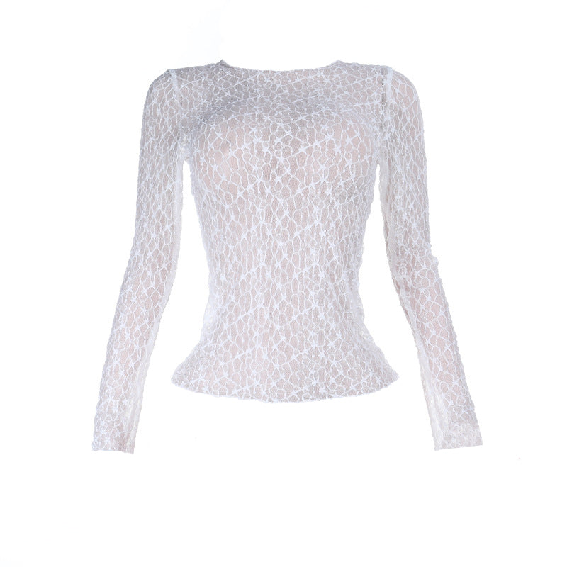 Chic Sheer Lace Long Sleeve Top - Elegant Fall Layering & Holiday Style