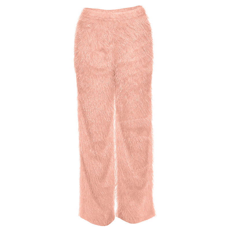 Ultra-Plush Fluffy Straight Leg Pants - Your Cozy Chic Fall & Winter Essential