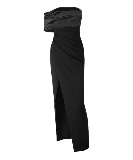 Ruby & Wine Enchantress: Two-Tone Strapless Maxi Dress – Holiday & Gala Ready