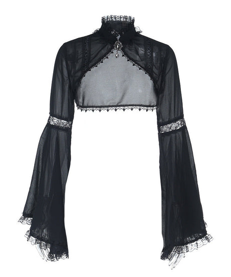 Enchanting Gothic Velvet & Lace Corset Top with Dramatic Bell Sleeve Shrug - Perfect for Halloween & Fall Style