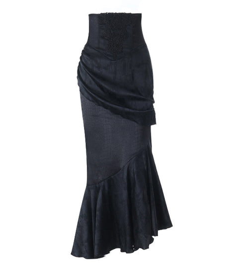 Dark Romance Victorian Gothic Mermaid Maxi Skirt - Embrace Fall & Halloween Style