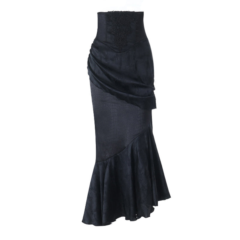 Dark Romance Victorian Gothic Mermaid Maxi Skirt - Embrace Fall & Halloween Style