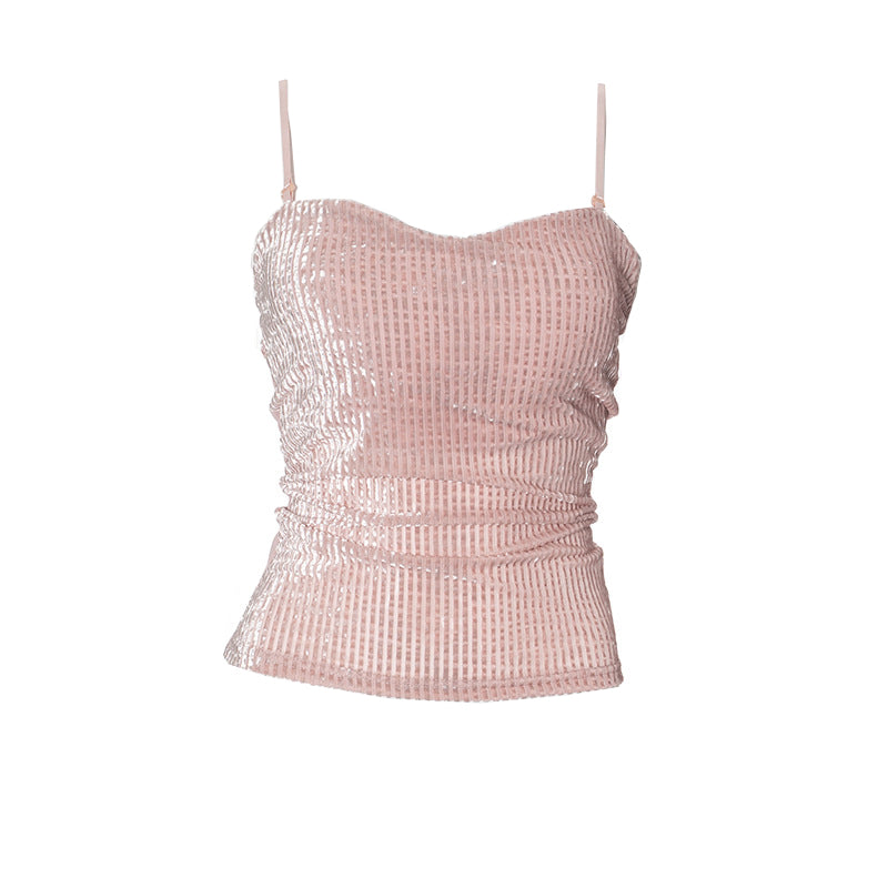 Chic Fall Nights: Adjustable Stretch Corduroy Backless Cami Top