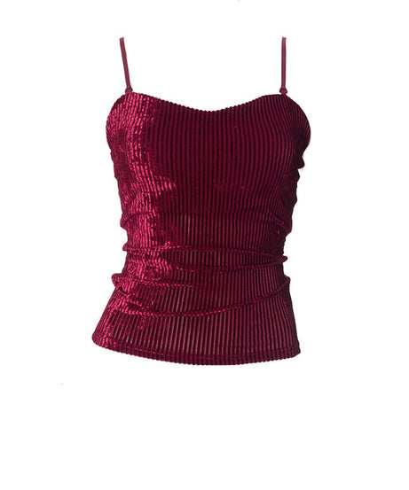 Chic Fall Nights: Adjustable Stretch Corduroy Backless Cami Top