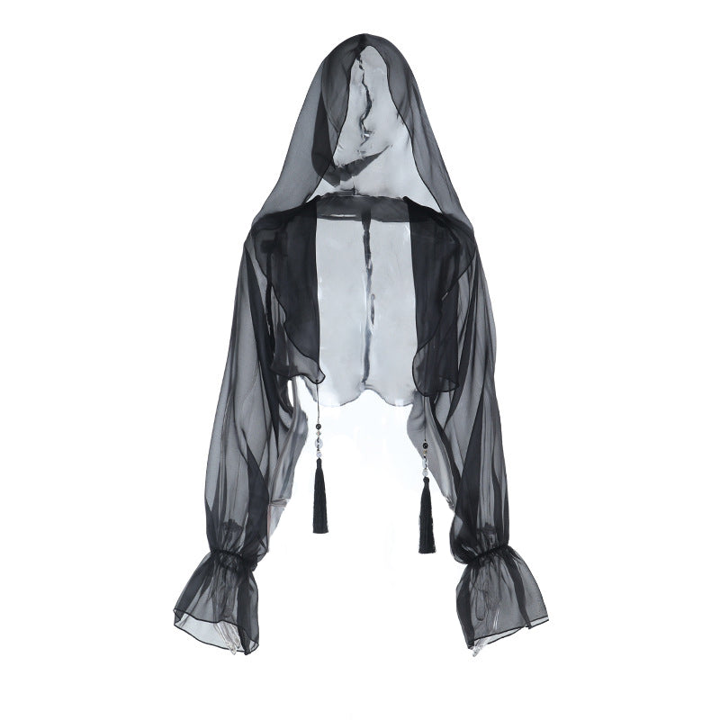 Enchanting Gothic Sheer Bolero Top - Dramatic Sleeves for Halloween & Fall Parties