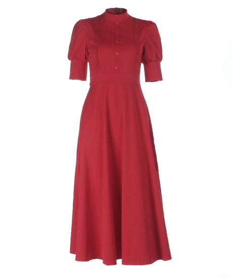 Scarlet Reign Victorian Gothic Maxi Dress - Elegant Halloween & Fall Statement