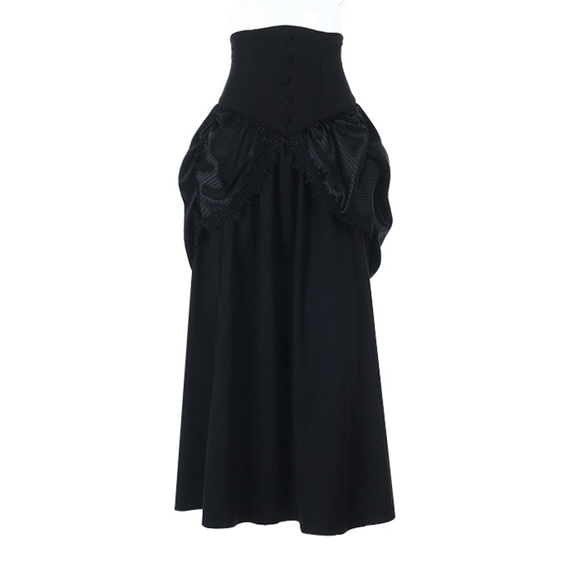 Victorian Gothic Ruffled Maxi Dress - Elegant Black Gown for Halloween, Fall Formals & Dark Academia