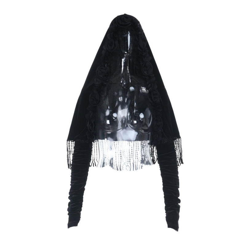 Enchanted Rose Velvet Hooded Shrug - Gothic Vampire Halloween Glamour