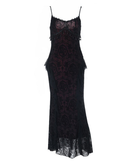 Dark Romance Beaded Lace Maxi Dress - Fall & Holiday Gala Glamour