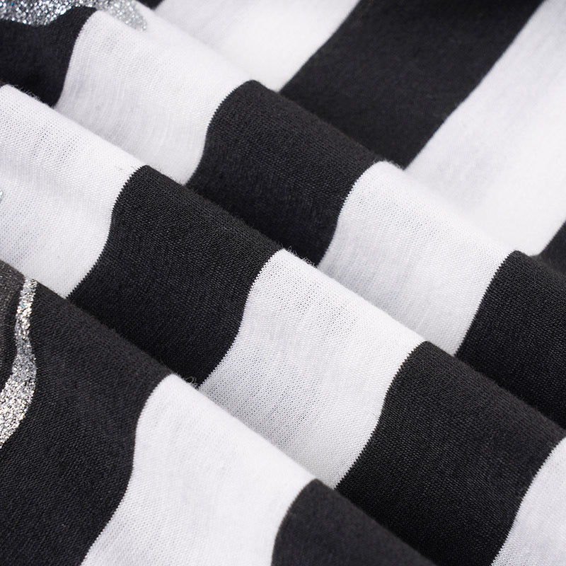 Shimmer & Stripes: Chic Off-Shoulder Floral Dolman Top for Fall & Holiday