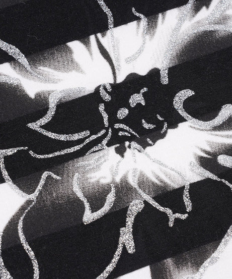 Shimmer & Stripes: Chic Off-Shoulder Floral Dolman Top for Fall & Holiday