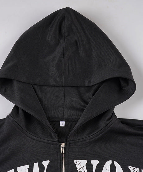 Effortless New York City Chic Cropped Zip-Up Hoodie - Your Fall Go-To