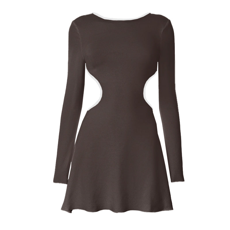 Statement Chic: White Long Sleeve Cutout Mini Dress with Contrast Trim | Fall & Holiday Party Ready