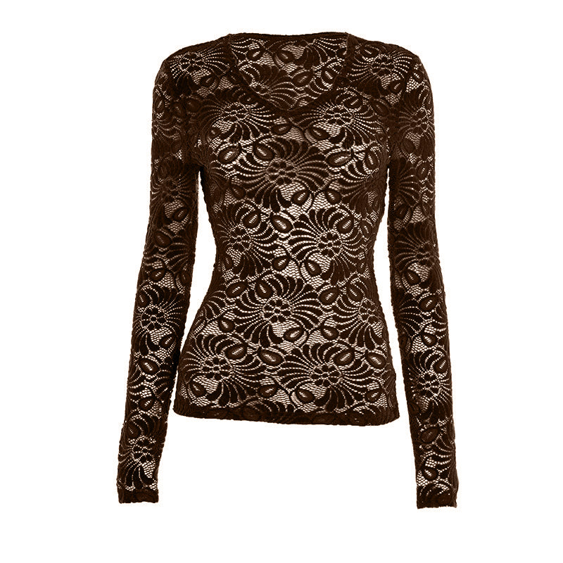 Chic Olive Green Lace V-Neck Top - Effortless Fall Layering Essential