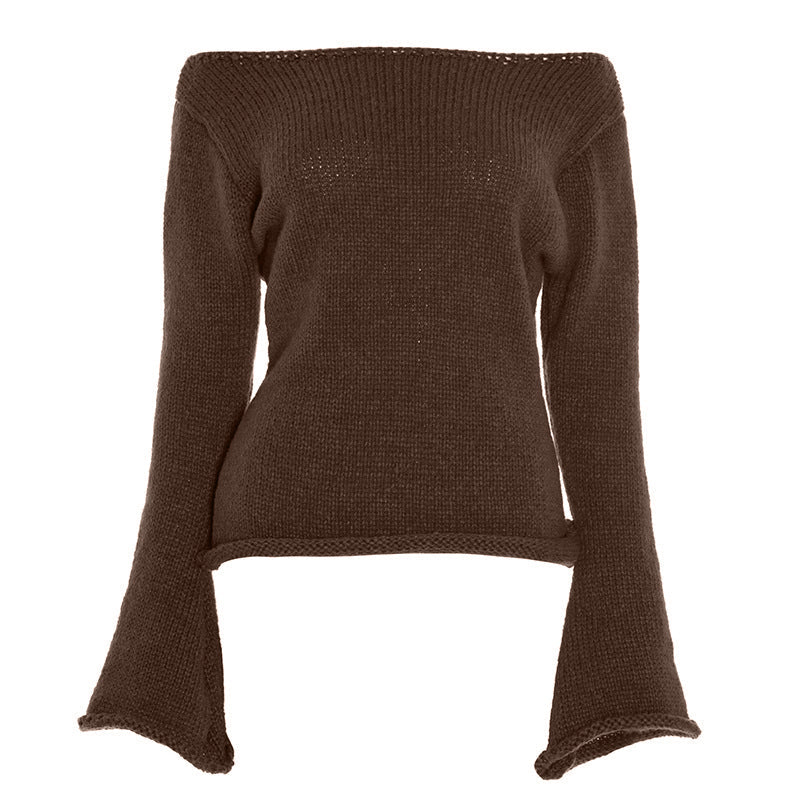 Chic Burgundy Off-Shoulder Bell Sleeve Knit Top | Effortless Fall Style