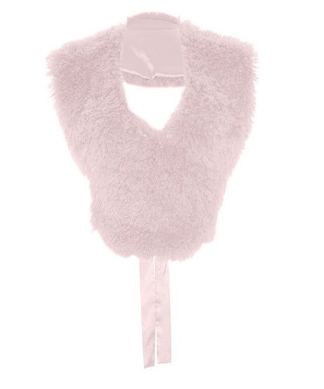 Luxurious Ruby Red Faux Fur V-Neck Tie Shrug - Chic Fall & Holiday Statement