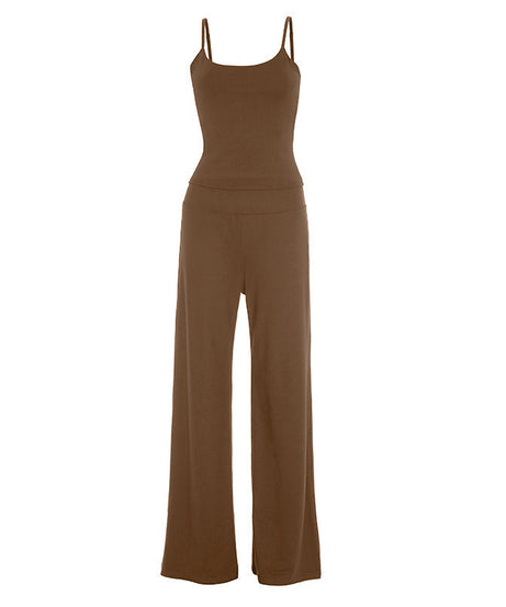 Effortless Fall Comfort: Women's Cami & Wide-Leg Palazzo Loungewear Set