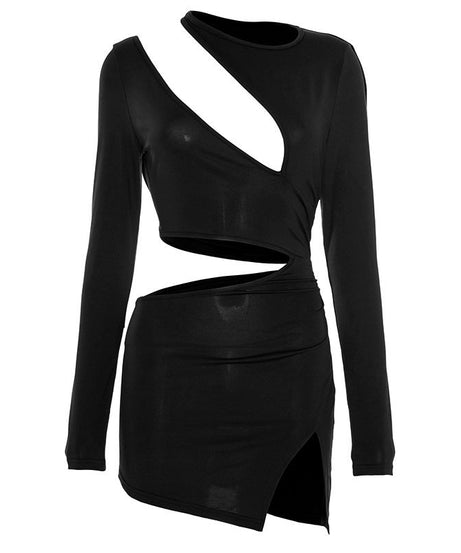 Sultry Mocha Cut-Out Bodycon Mini Dress - Fall Nights & Party Ready