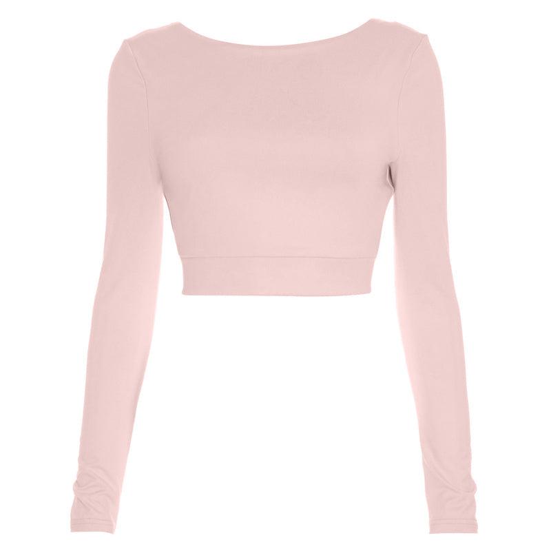 Sky Blue Long Sleeve Crop Top - Effortless Fall Style & Versatility