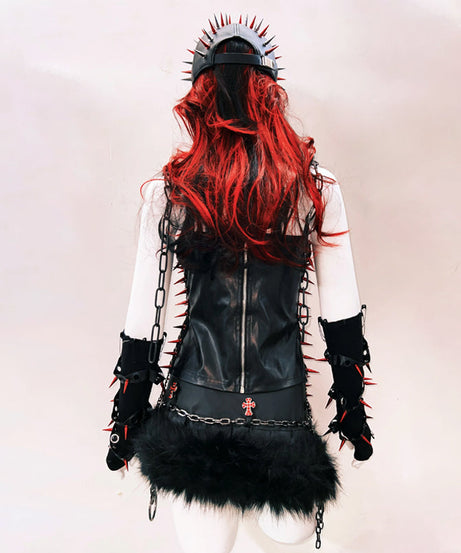 Fierce Red Spiked & Chained Gothic Corset Top - Halloween & Festival Statement