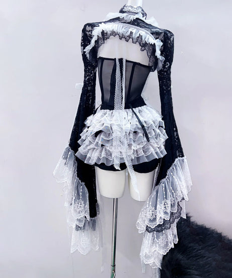 Bewitching Gothic Lace Mini Dress Set | Perfect for Halloween & Fall Fantasy