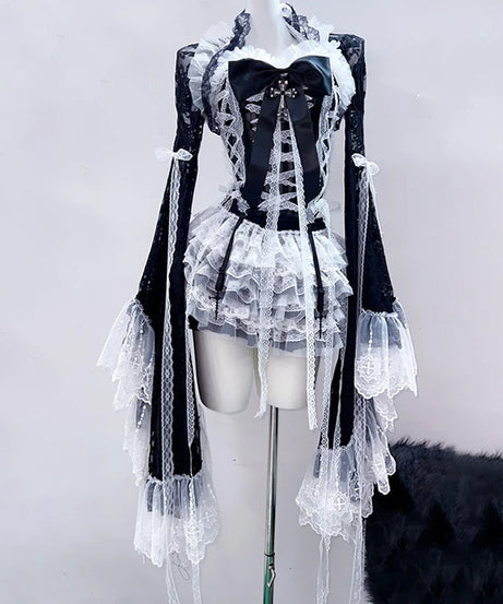 Bewitching Gothic Lace Mini Dress Set | Perfect for Halloween & Fall Fantasy