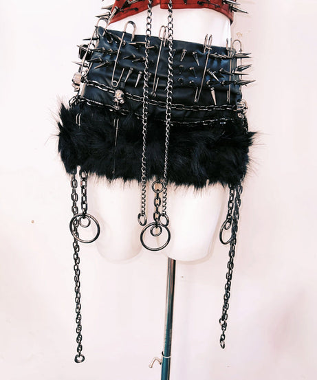 Fierce Red Spiked & Chained Halter Top | Halloween & Gothcore Statement Piece