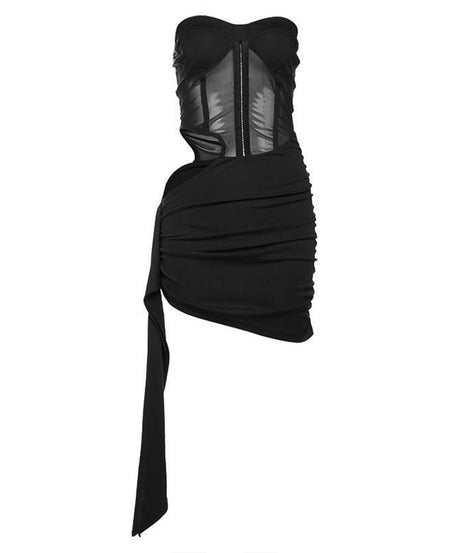 Glamorous Sweetheart Corset Mesh Cut-Out Mini Dress - Your Daring Statement Piece for Fall & Holiday Parties