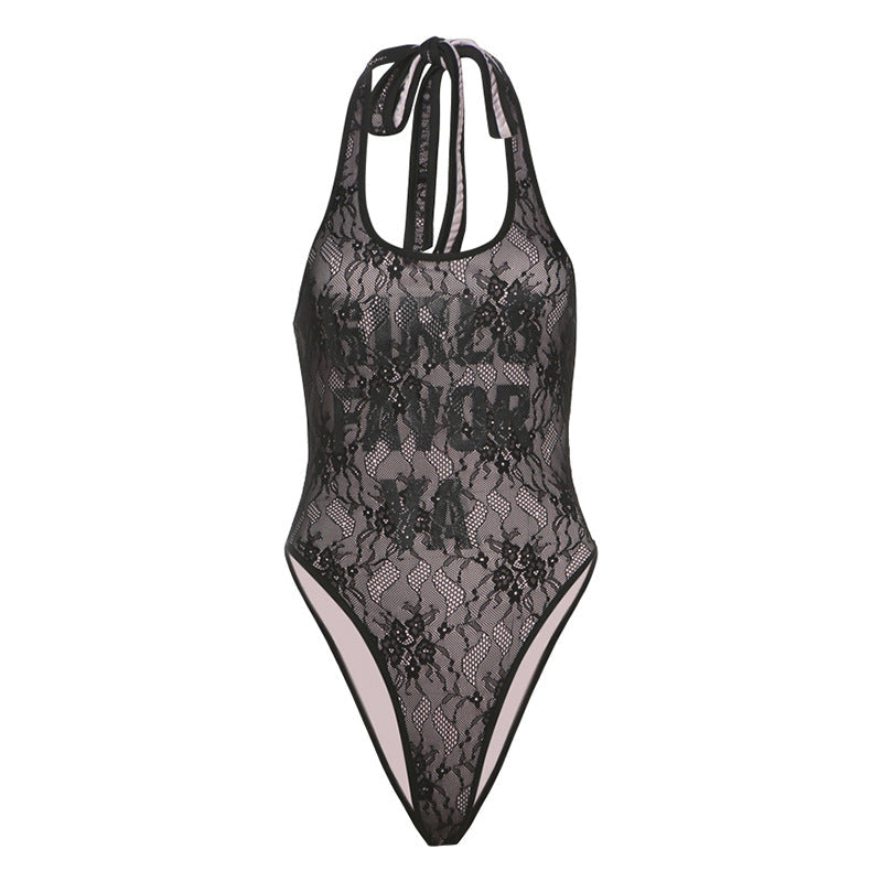 “Girls Favor Ya” Lace Halter Bodysuit – Y2K Chic for Fall & Beyond